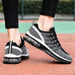 image-Women's Sports Casual Shoes - White Mesh Lace Up Size 41