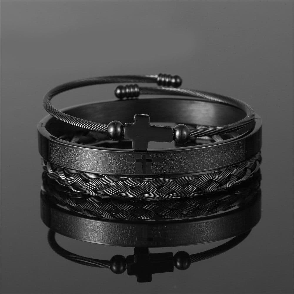 image-Stainless Steel Geometric Bracelet Men - Retro