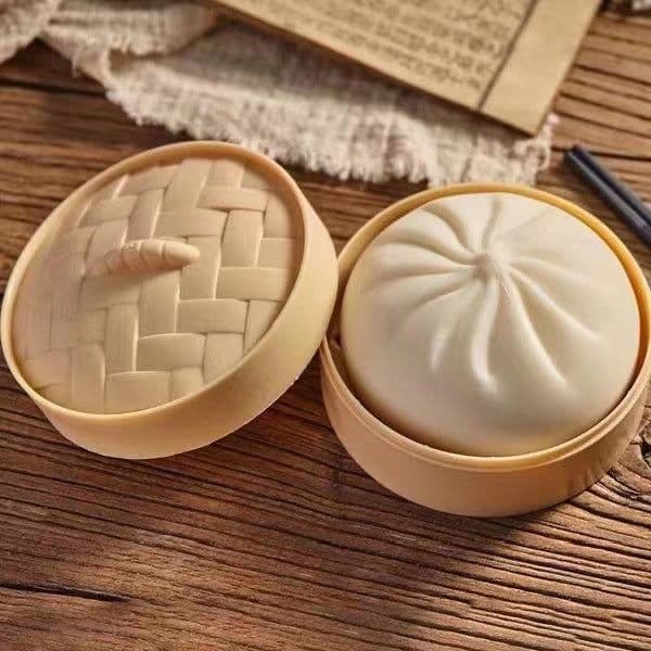 image-Simulation Steamed Bun Stress Toy - Green