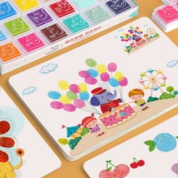 image-Children's finger print angel painting card kindergarten palm dot painting toys ink painting tools pigment non-toxic