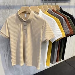 image-Trendy POLO Shirt Men's Short Sleeve 2023 Black White Gray Green