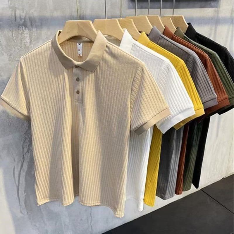 image-Trendy POLO Shirt Men's Short Sleeve 2023 Black White Gray Green