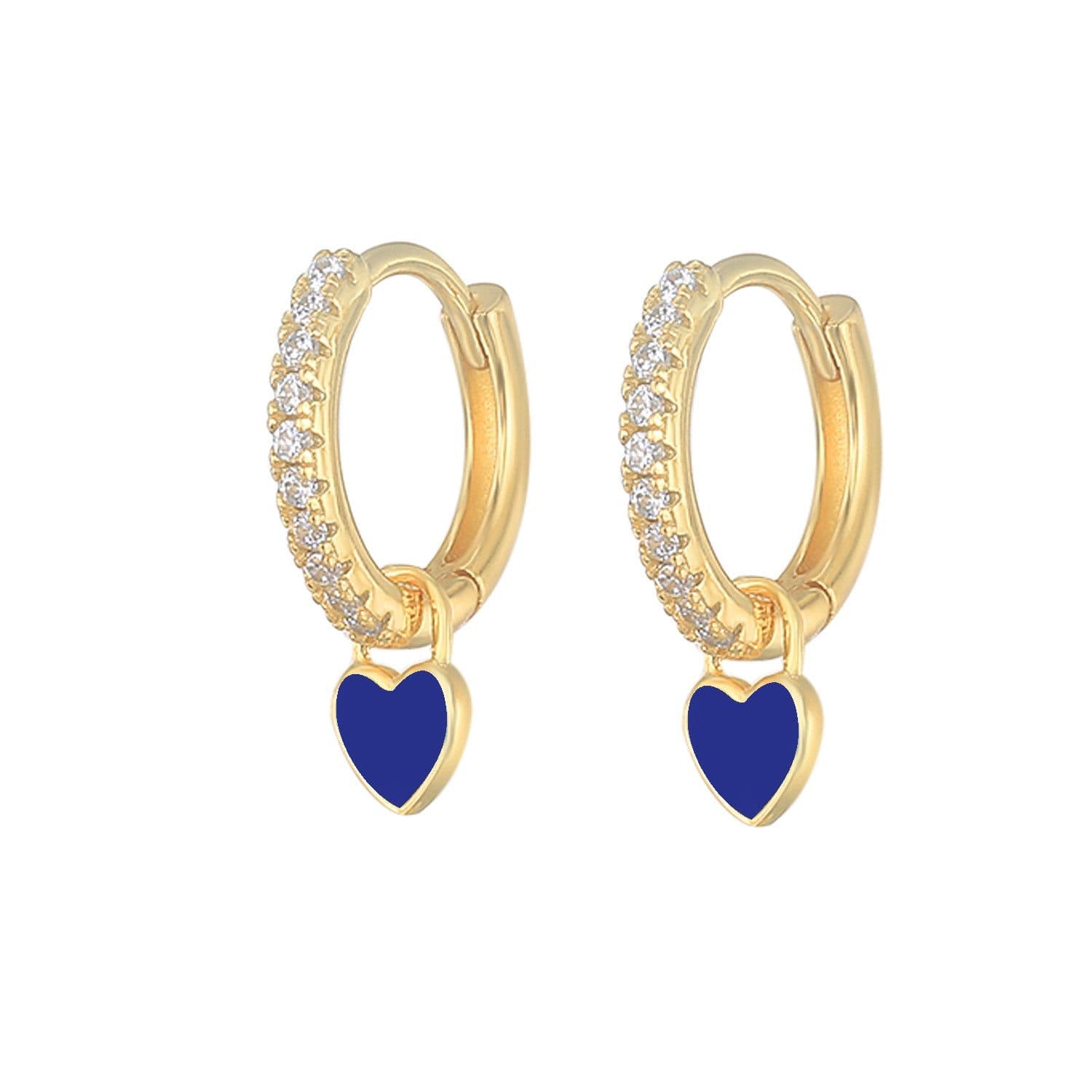 image-S925 Heart-Shaped Earrings - Platinum-White Oil Drop