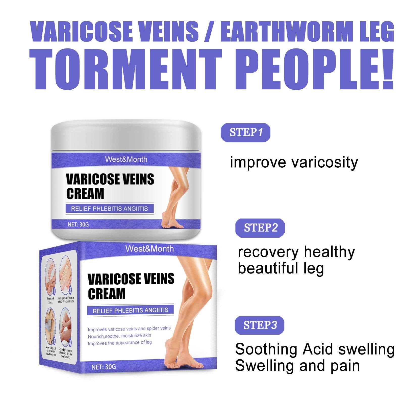 image-West&Month Vein Cream 30g Leg Pain Relief