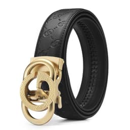 image-Men's Leather Belt Automatic Buckle GG Gun-CC