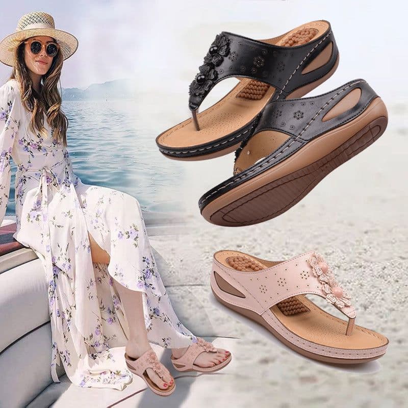 image-NVDIYAYA Flip-Flop Sandals - Pink Wedge Heel