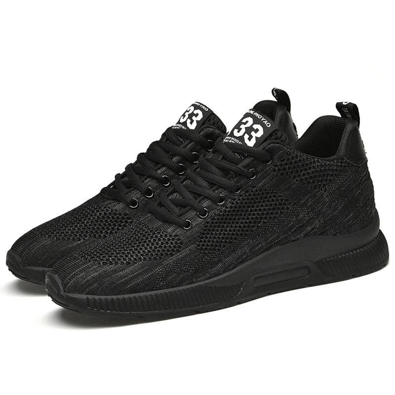 image-Cross-border flying woven sports shoes mesh shoes wear-resistant running sports casual shoes inner invisible height increase 6cm men's shoes