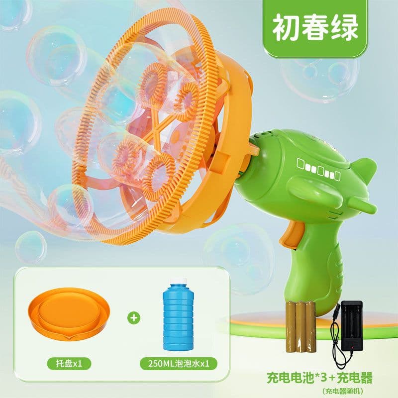 image-Dinosaur Bubble Machine - Green Electric Fan Toy
