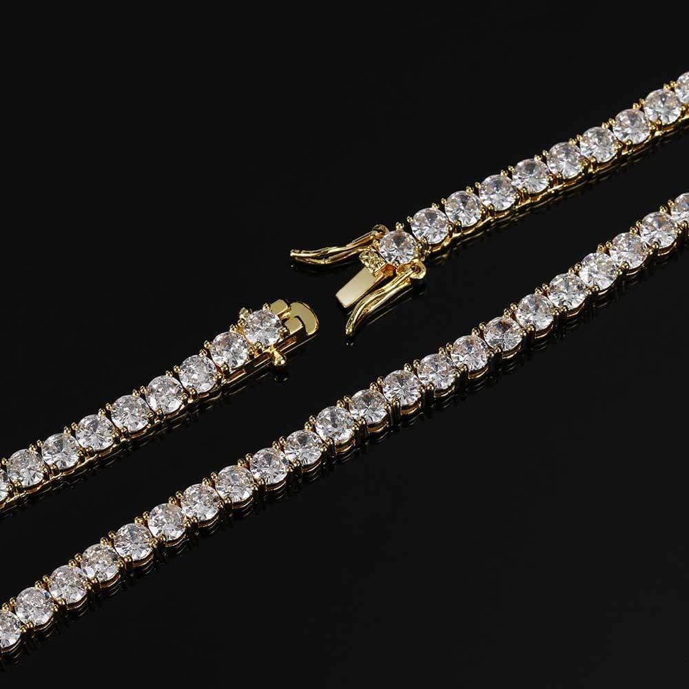 image-Europe and the United States hot trend hip-hop necklace accessories zircon tennis chain a row of diamonds copper inlaid zircon men’s necklace jewelry