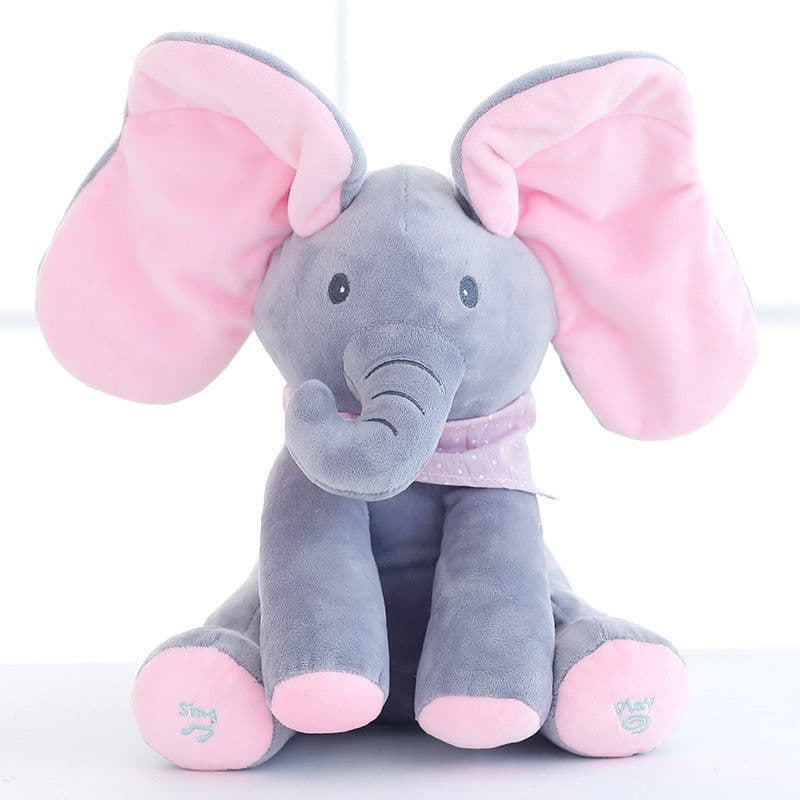 image-Plush Flying Elephant Toy - Soft LSD Peekaboo Bear - Kids Gift 4 Music/Voice - 7-14 Years