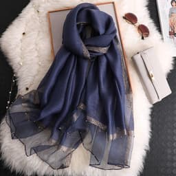 image-Beach Sunscreen Beading Scarf - Women 65*185cm, Thin Wool Blend Shawl (65 characters)