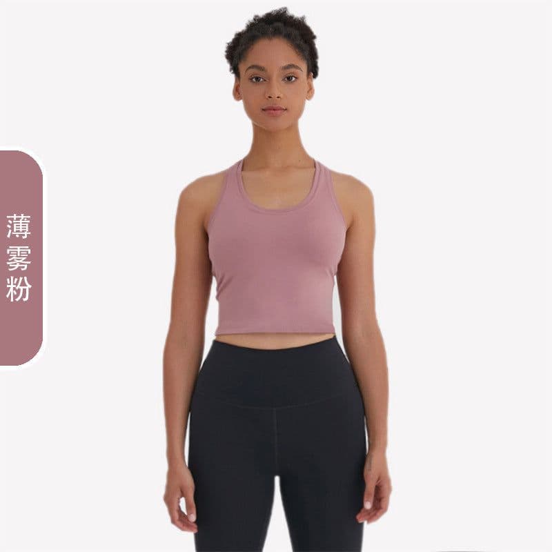 image-Yoga Sports Vest - Moisture Wicking, High-Elastic, Black, Sleeveless, Nylon
