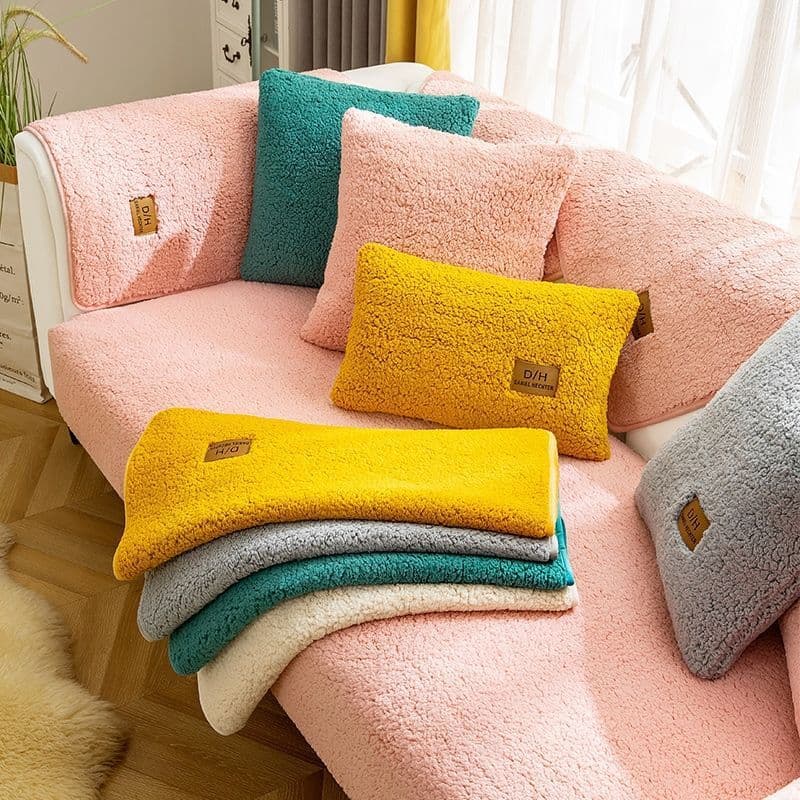 image-Sofa Cushion Winter Nordic Non-Slip Plush Thickened Cover 45"x35"