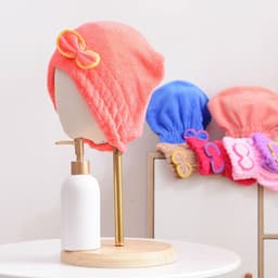 image-Coral Velvet Shower Cap - Purple 25x24cm