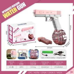 image-Electric Water Gun Toy for Kids - Pink Glock Style