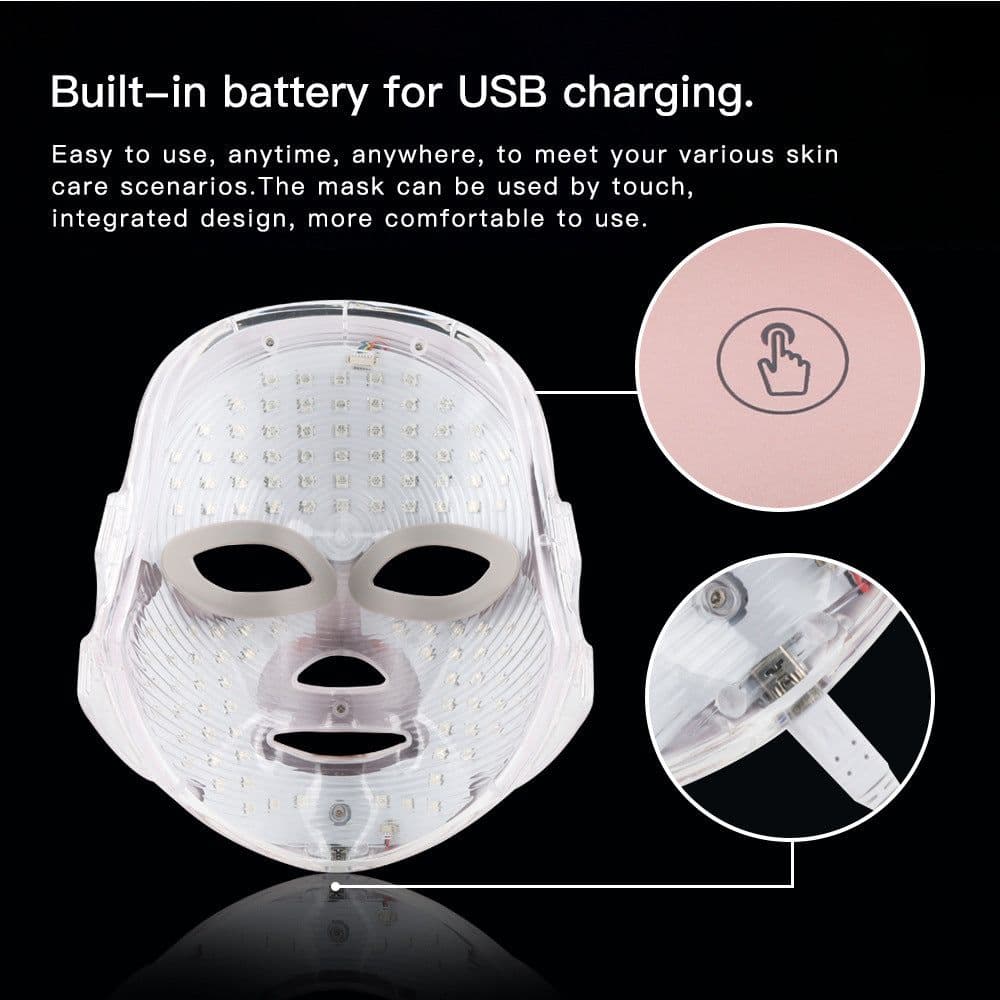 image-GLOMEVE LED Color Light Mask IPL Device - Rechargeable Seven Color Skin Rejuvenation