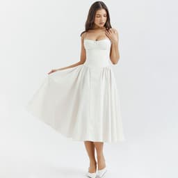 image-Dynoppy Sexy V-Neck Sleeveless Women's Dress - Mid-Length, Waist Slimming, Backless