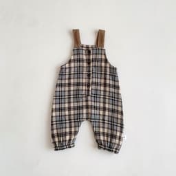 image-Trendy Kids Plaid Overalls - Green, Unisex, Fall 2023, 90cm