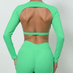 image-Sports Tops with Chest Pads, Backless, Women's Yoga Fitness Clothes - 65"