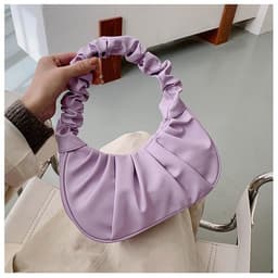 image-Korean Version Women's PU Cloud Pleated Bag - Gold Solid Color