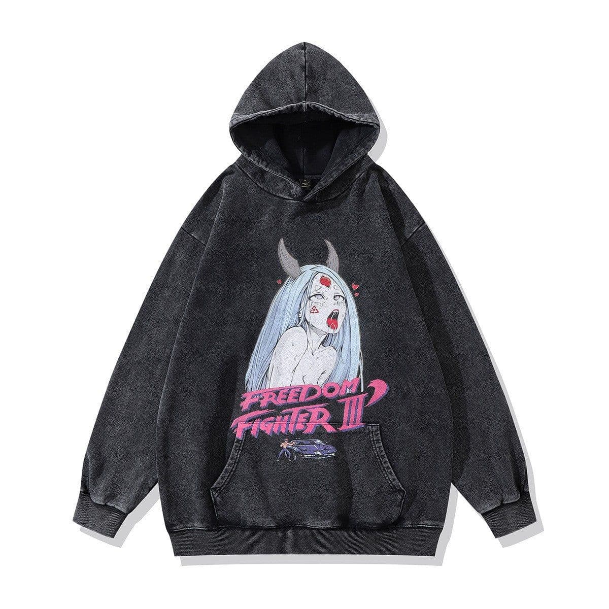 image-Cotton Fleece Hoodie - Kangaroo Pocket Loose Fit XXL