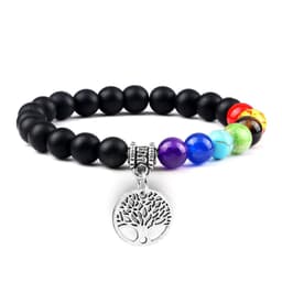 image-European and American cross-border foreign trade creative 8mm bead bracelet Volcanic lava hand string wooden beads alloy tree of life pendant