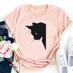 image-Cute Cat Print T-Shirt - Milk Silk 5XL Short Sleeve