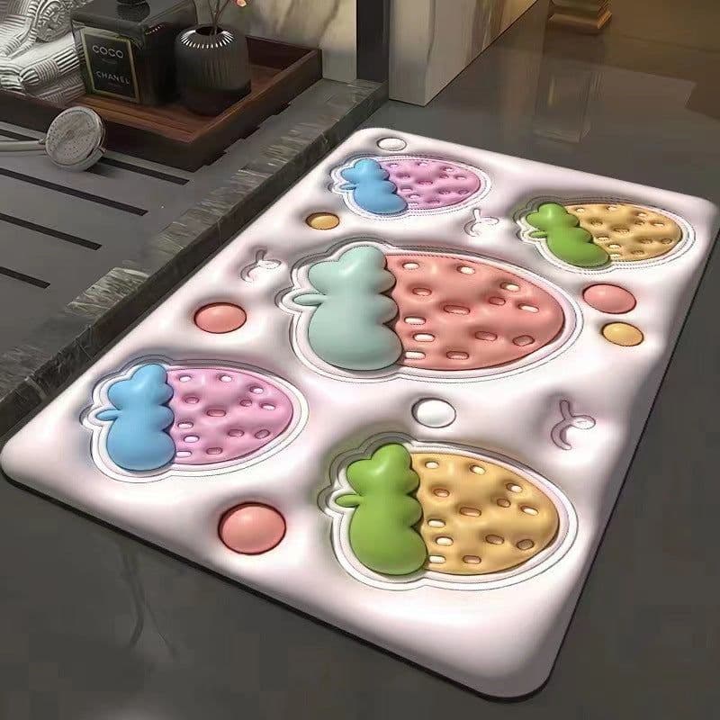image-Bathroom Mat - Machine Washable Square Non-Slip Pad