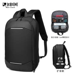 image-LEASTAT 14" Business Backpack - Gray Oxford Expandable