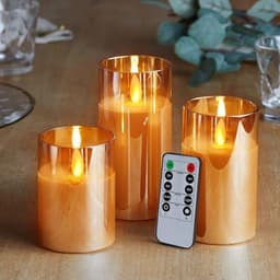 image-Electroplated Glass Candle Holder - LED Simulation