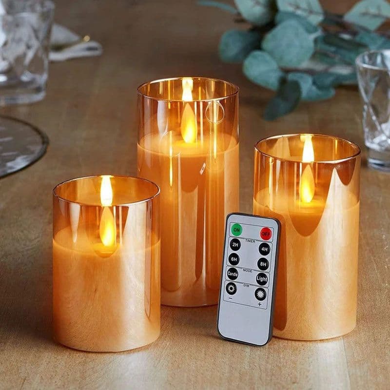 image-Electroplated Glass Candle Holder - LED Simulation