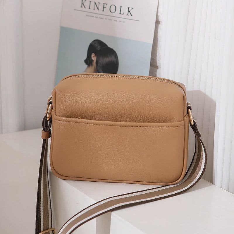 image-Women's PU Messenger Bag - Small Square Black