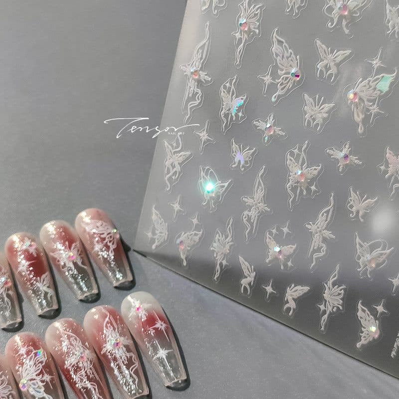 image-Iron element butterfly 5D nail stickers - diamond