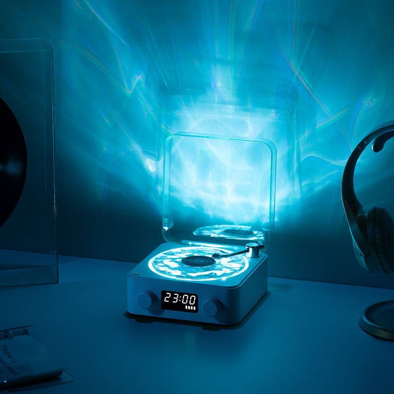 image-KAWOO Bluetooth Speaker - White Noise, Clock, Ambient Light, Desktop Wireless Retro