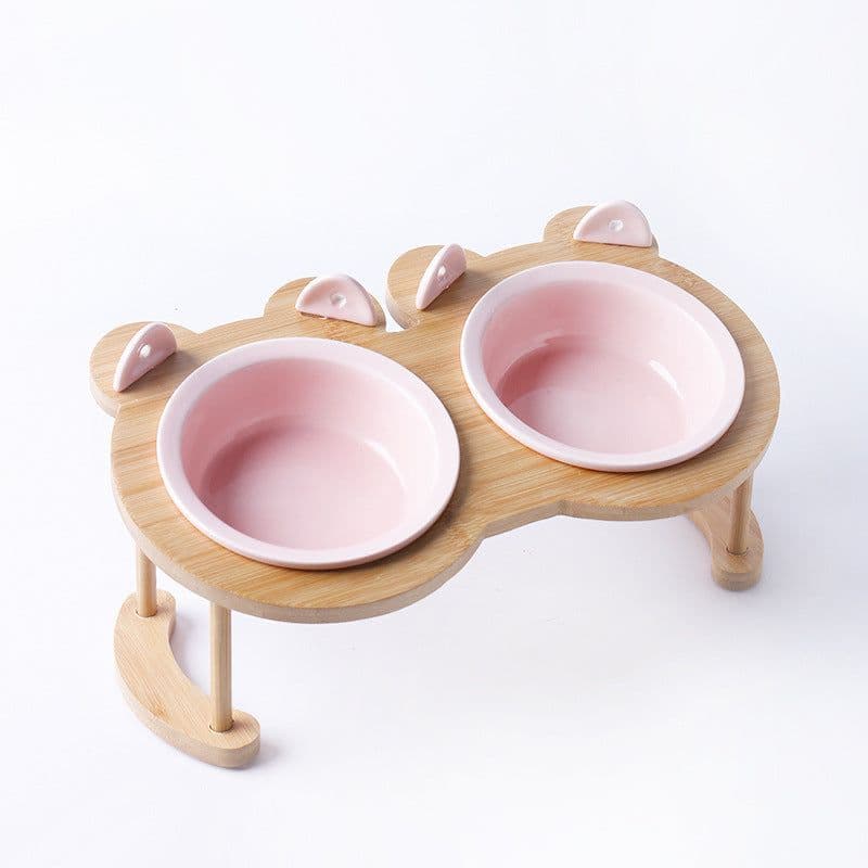 image-Cat & Dog Ceramic Double Bowl - Elevated Feeder