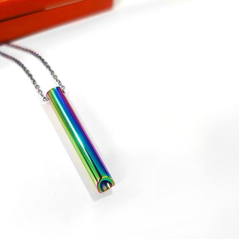 image-Stainless Steel Whistle Necklace - Meditation Breathing Pendant