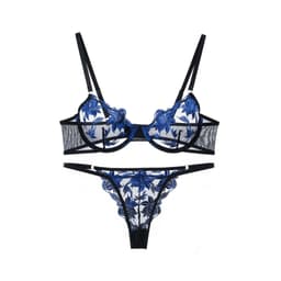 image-Women's Lace Bra Set - White Mesh See-Through 3-Piece
