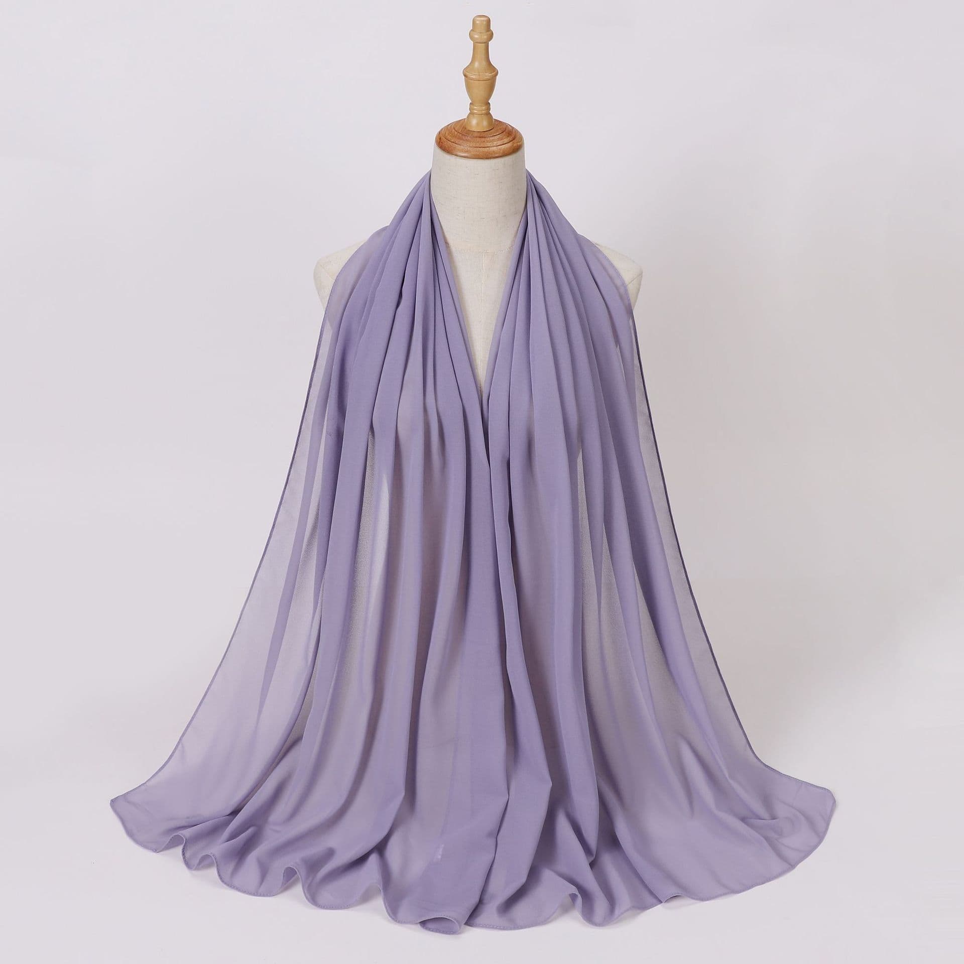 image-Weicai Chiffon Hijab Scarf - Gray Coffee 175x70cm