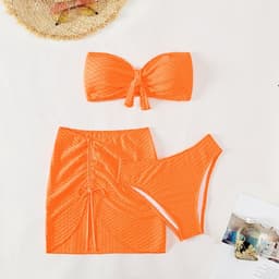 image-Bikini Swimsuit - Tube Top Tie 3-Piece