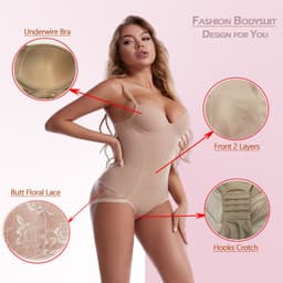 image-Lace Corset Bodysuit - Deep V Tummy Control with Bra