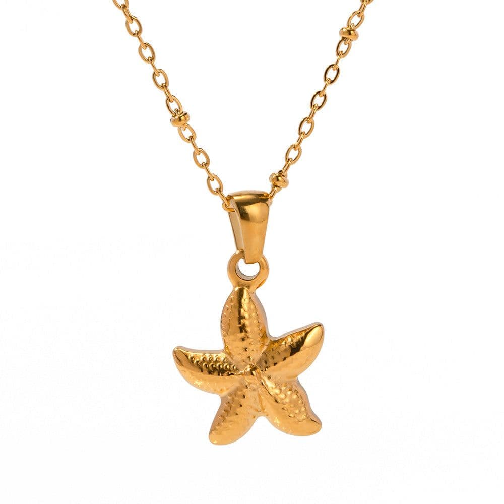 image-Starfish Pendant Necklace - Stainless Steel 41-50cm
