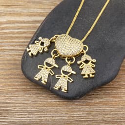 image-Children's Number Pendant Necklace - 18k Gold Plated Copper