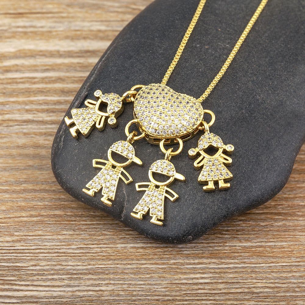 image-Children's Number Pendant Necklace - 18k Gold Plated Copper