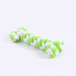 image-Cotton Rope Dog Teeth Cleaning Toy - Green and White