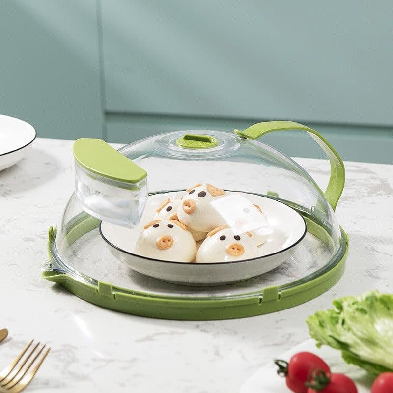 image-Microwave Oven Heating Cover with Handle - Green Large 30*11cm