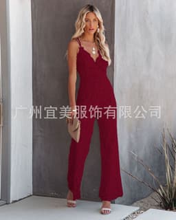 image-Lace Jumpsuit Women XXL Dark Blue Summer