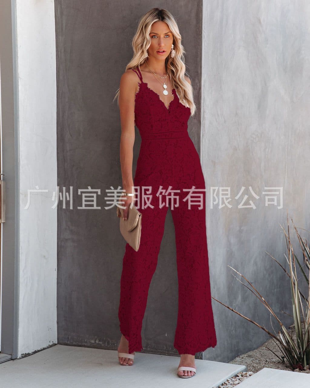 image-Lace Jumpsuit Women XXL Dark Blue Summer