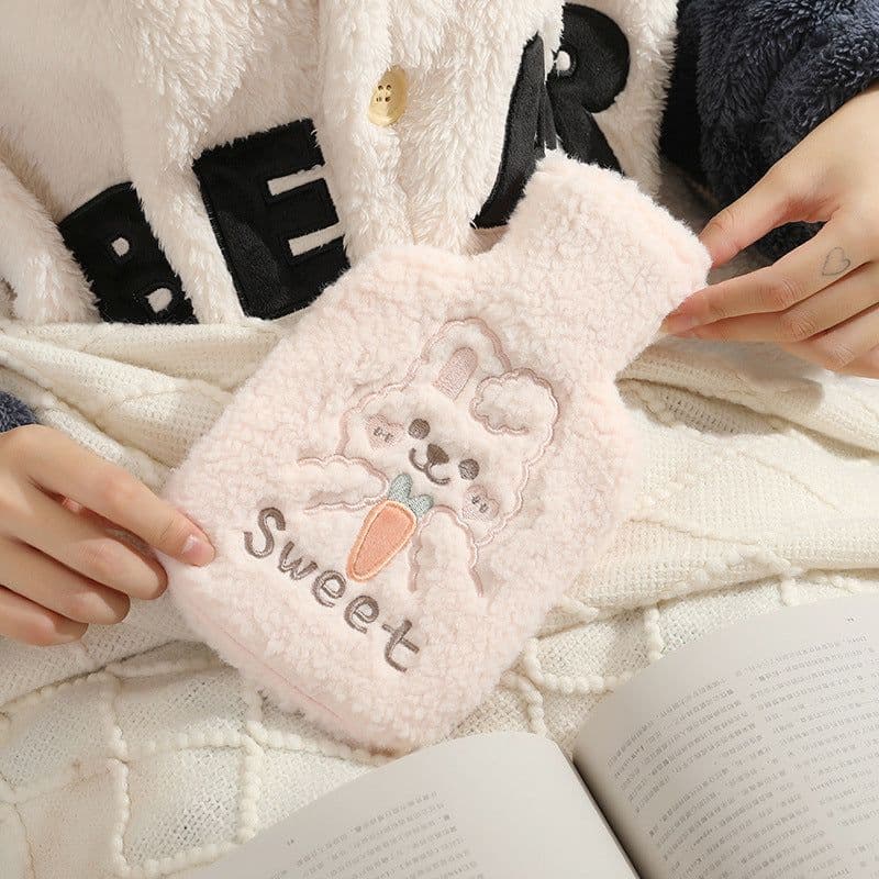 image-Purple Plush Hot Water Bottle 500ML - Removable Cover