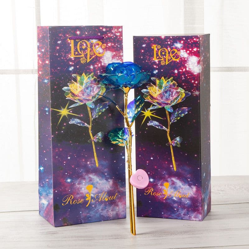 image-Gold Foil Rose LED Light - Purple 24K Valentine Gift