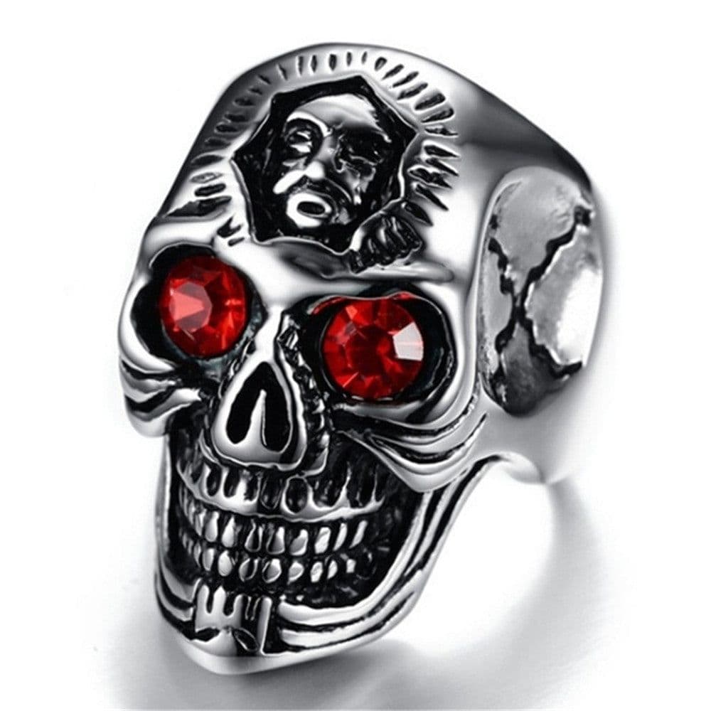 image-Skull Ring Men's Retro Rock Ruby Alloy Size 7